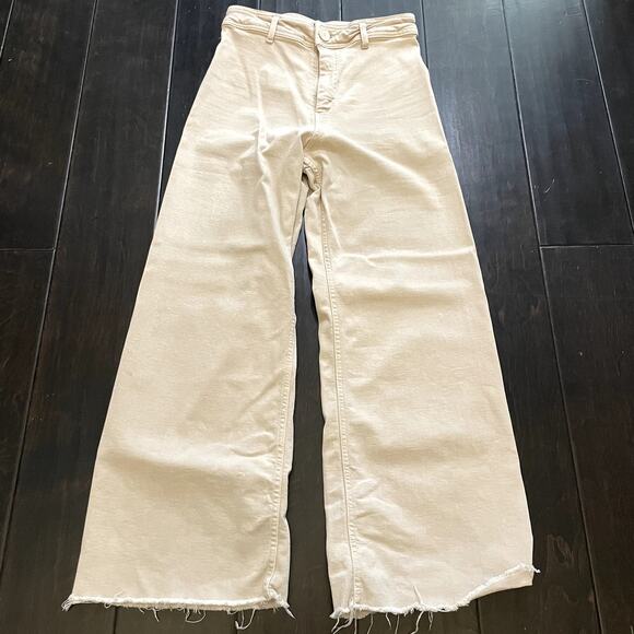 Zara The Marine Straight Jeans Cream Tan Pants Womens Size 6 - Picture 3 of 7